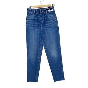 Hollister NWT Ultra High Rise Mom Jeans Dark Blue Size 5 Paper Bag Waist